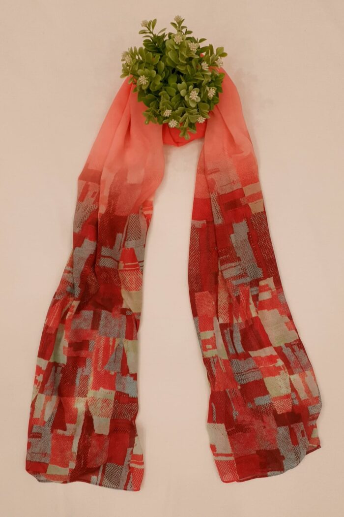 Pink Red Georgette - Box Stroke Stole – | Elegant & Artistic| 70" x 26"