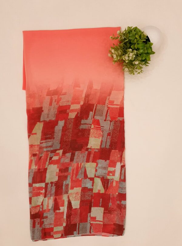 Pink Red Georgette - Box Stroke Stole – | Elegant & Artistic| 70" x 26" - Image 2