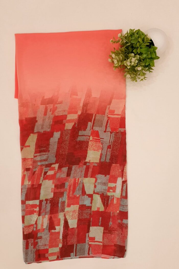 Alternative view of Pink Red Georgette - Box Stroke Stole – | Elegant & Artistic| 70" x 26"