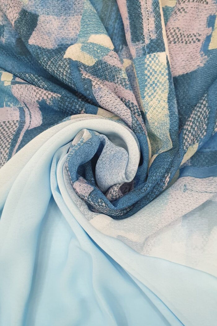 Sky Blue - Box Stroke Stole | Georgette | 70" x 26" | Elegant & Artistic - Image 3