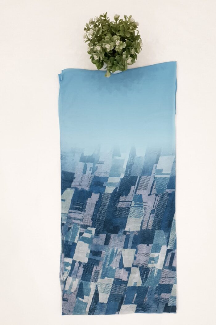 Alternative view of Sky Blue - Box Stroke Stole | Georgette | 70" x 26" | Elegant & Artistic