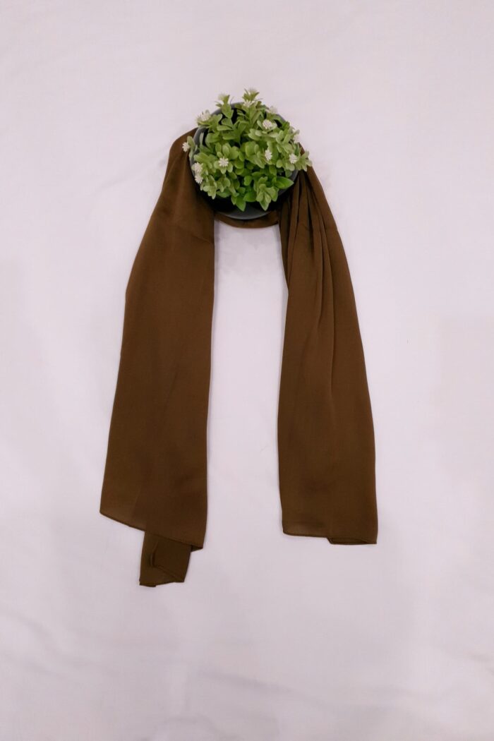 Brown - Chunnat Stole | Soft Wrinkled Fabric | 70" x 30" | Light Metallic Shine
