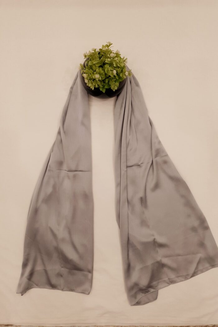 Silver Grey - Chunnat Stole | Soft Fabric | 70" x 30" | Wrinkled Texture with Light Metallic Shine