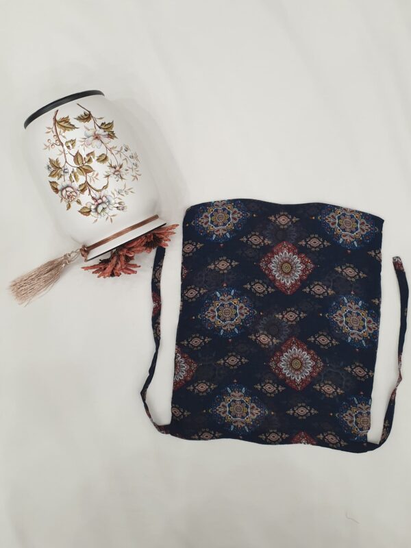 Blue Nebula Dori Niqab – Single Layer | Printed Georgette Fabric with Traditional Motifs - Image 2