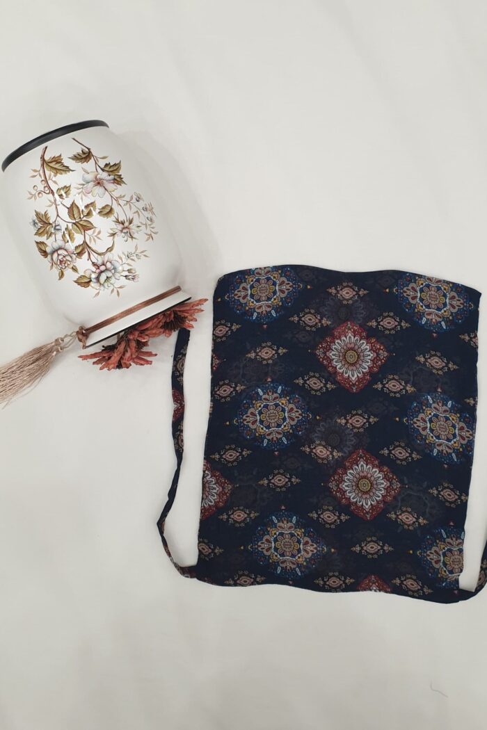 Alternative view of Blue Nebula Dori Niqab – Single Layer | Printed Georgette Fabric with Traditional Motifs