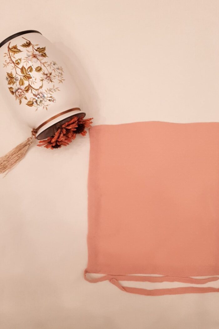 Alternative view of Pink Self-Print Dori Niqab – Single Layer | Georgette Fabric