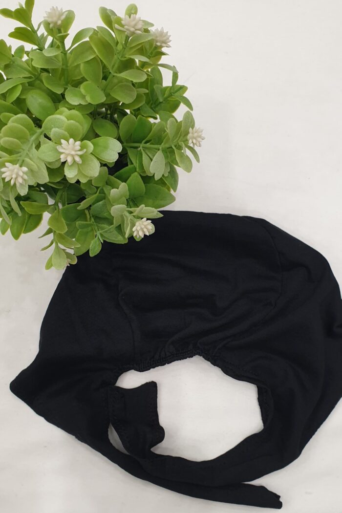 Alternative view of Plain Black Hijab Head Cap – Tie-Back, Soft & Secure