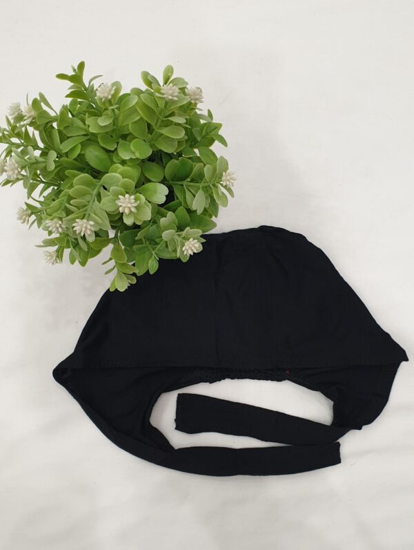 Plain Black Hijab Head Cap – Tie-Back, Soft & Secure