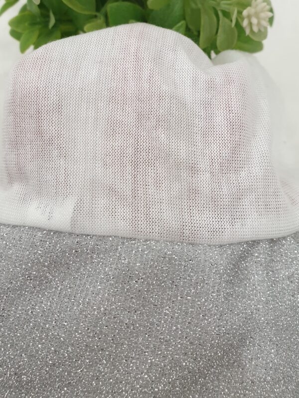 White Hijab Head Cap – Glitter Grey Forehead & Tie-Back Design - Image 3