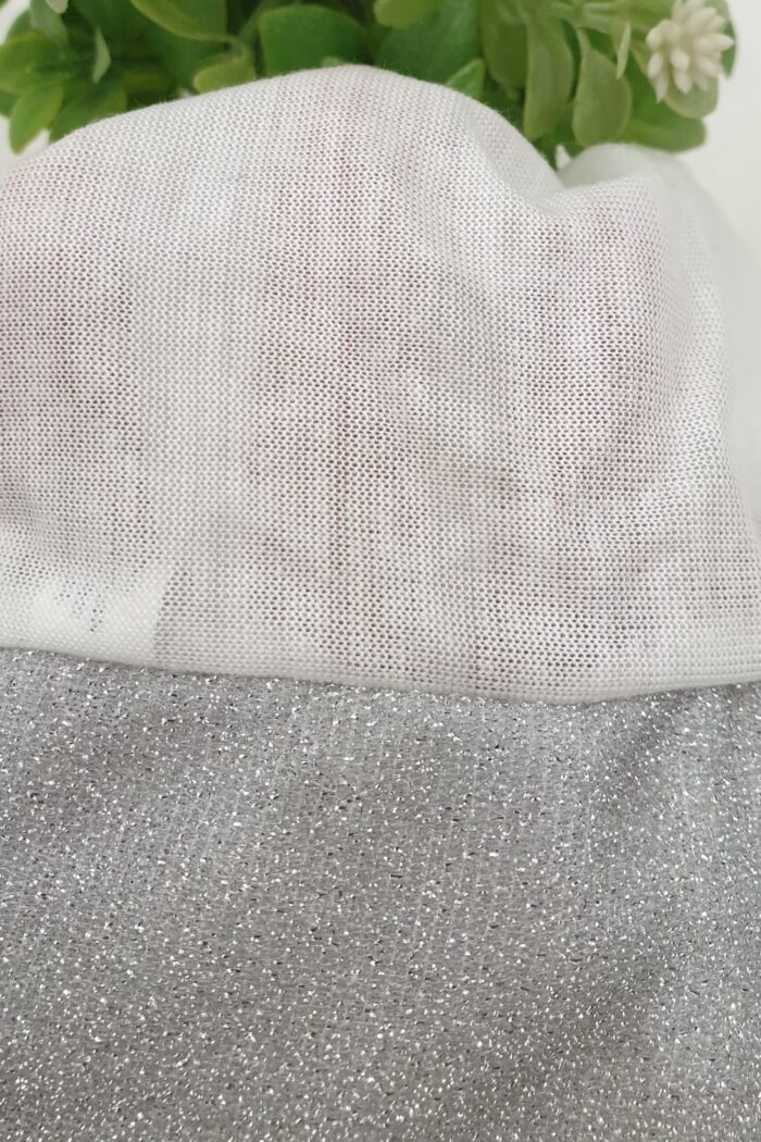 White Hijab Head Cap – Glitter Grey Forehead & Tie-Back Design - Image 3