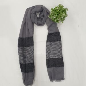Dark Grey - Lining Zari Design Stole | Elegant & Lightweight | 70" x 30"