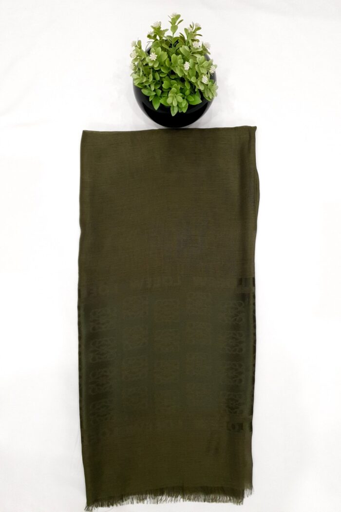 Alternative view of Bile Green - Lowee Stole | Soft Fabric | 70" x 30" | Net-Look Margin & Lowee Signature Strip
