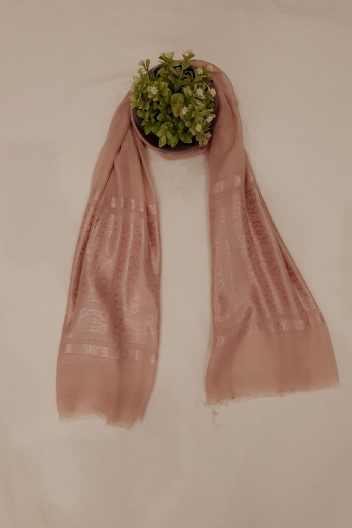 Light Pink - Lowee Stole | Soft Fabric | 70" x 30" | Net-Look Margin & Lowee Signature Strip