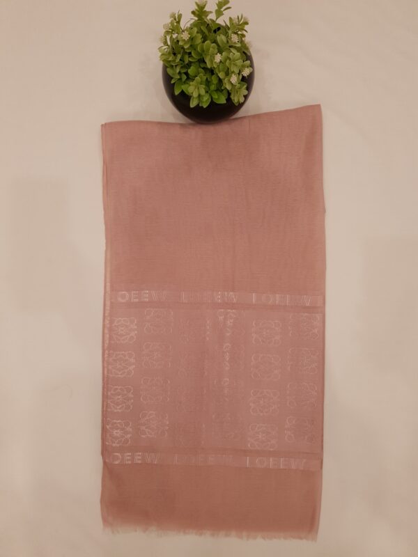 Light Pink - Lowee Stole | Soft Fabric | 70" x 30" | Net-Look Margin & Lowee Signature Strip - Image 2