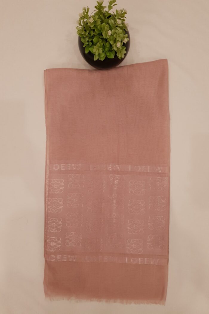 Alternative view of Light Pink - Lowee Stole | Soft Fabric | 70" x 30" | Net-Look Margin & Lowee Signature Strip