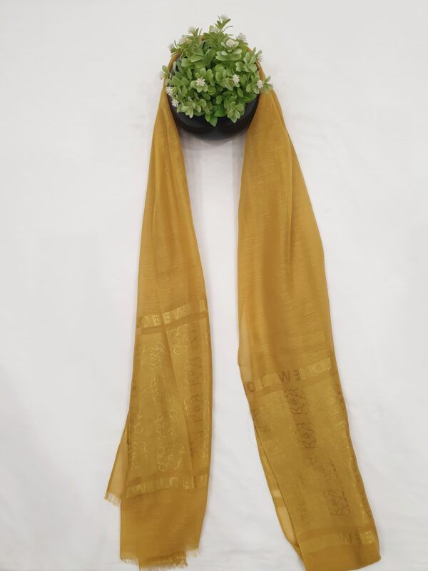 Mustard - Lowee Stole | Soft Fabric | 70" x 30" | Net-Look Margin & Lowee Signature Strip