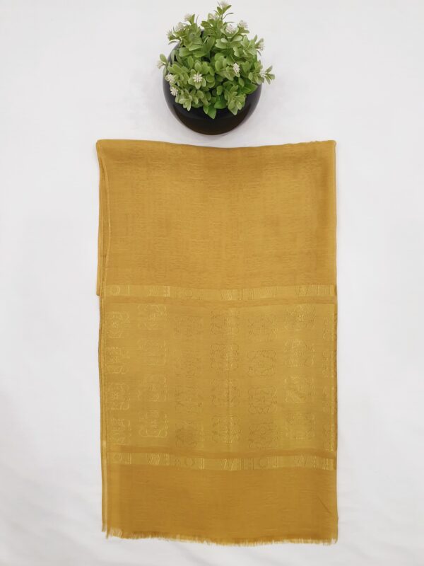 Mustard - Lowee Stole | Soft Fabric | 70" x 30" | Net-Look Margin & Lowee Signature Strip - Image 2