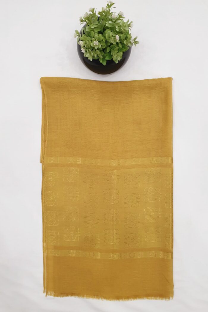 Alternative view of Mustard - Lowee Stole | Soft Fabric | 70" x 30" | Net-Look Margin & Lowee Signature Strip