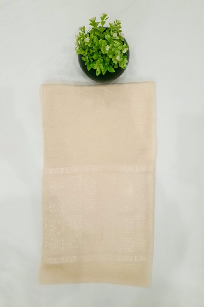Alternative view of Off White - Lowee Stole | Soft Fabric | 70" x 30" | Net-Look Margin & Lowee Signature Strip