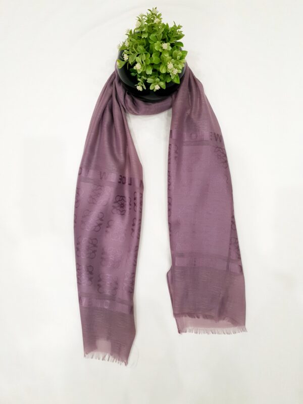 Purple - Lowee Stole | Soft Fabric | 70" x 30" | Net-Look Margin & Lowee Signature Strip