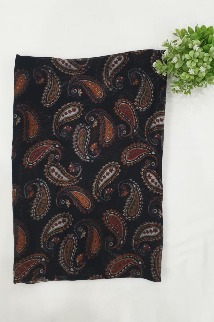 Black - Soft Paisley Print Stole | 70"x19"
