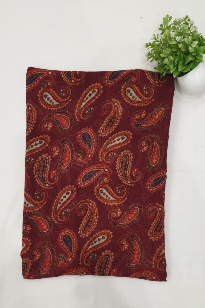 Dark Red - Soft Paisley Print Stole | 70"x19"