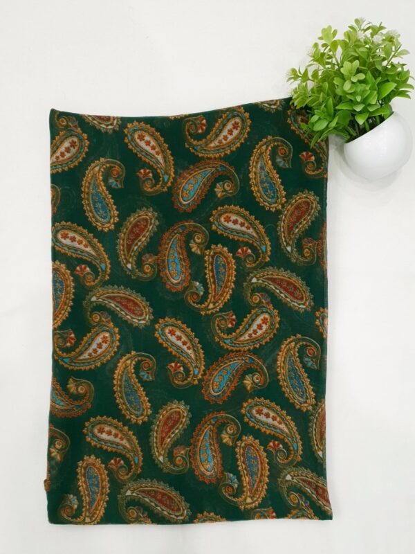 Soft Paisley Print Stole – Dark Red, Green, Black & Grey | 70"x19" - Image 5