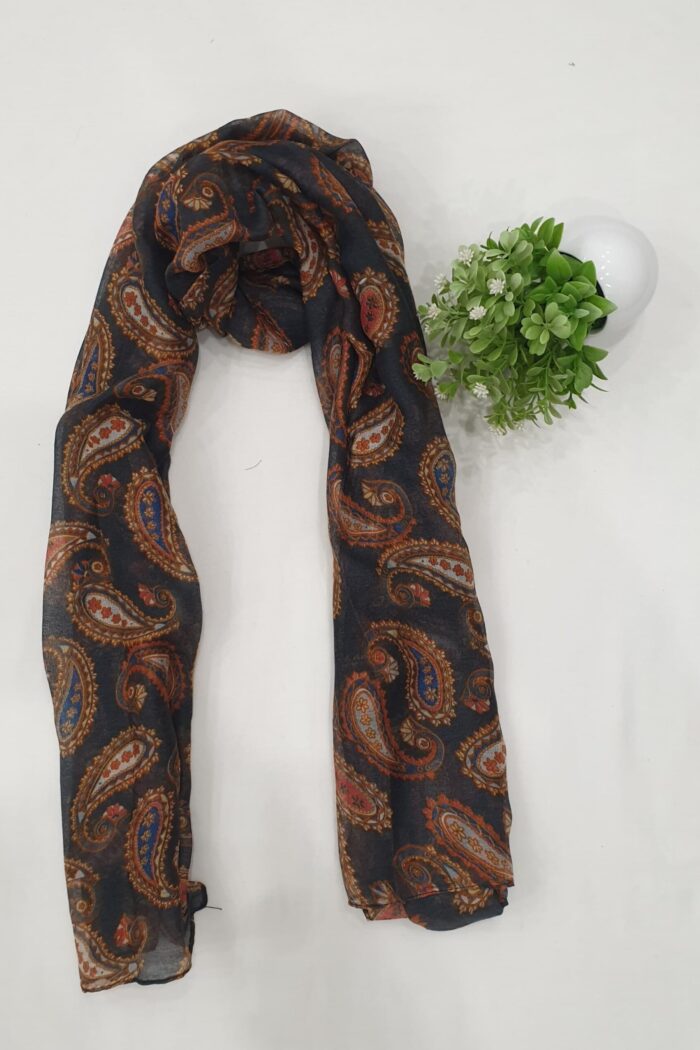 Alternative view of Grey - Soft Paisley Print Stole | 70"x19"