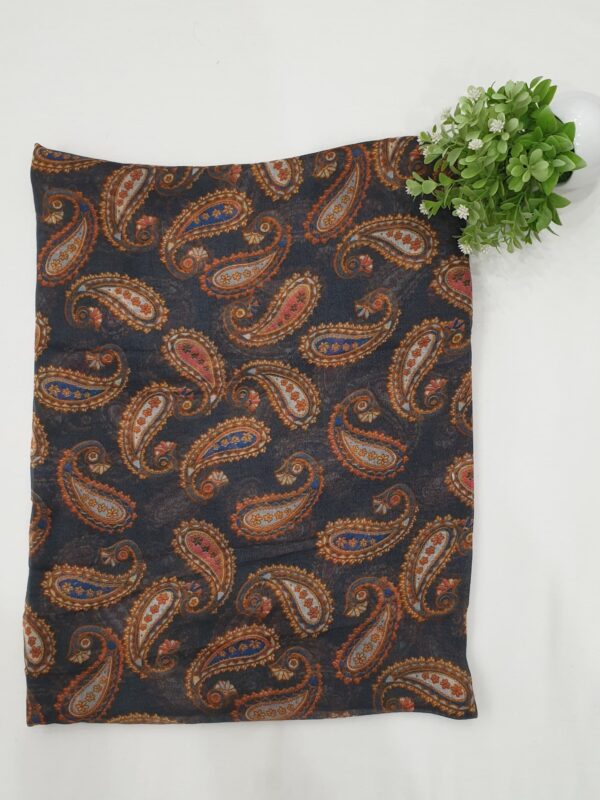 Soft Paisley Print Stole – Dark Red, Green, Black & Grey | 70"x19" - Image 7