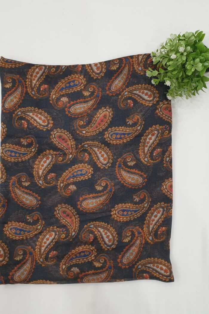Grey - Soft Paisley Print Stole | 70"x19"