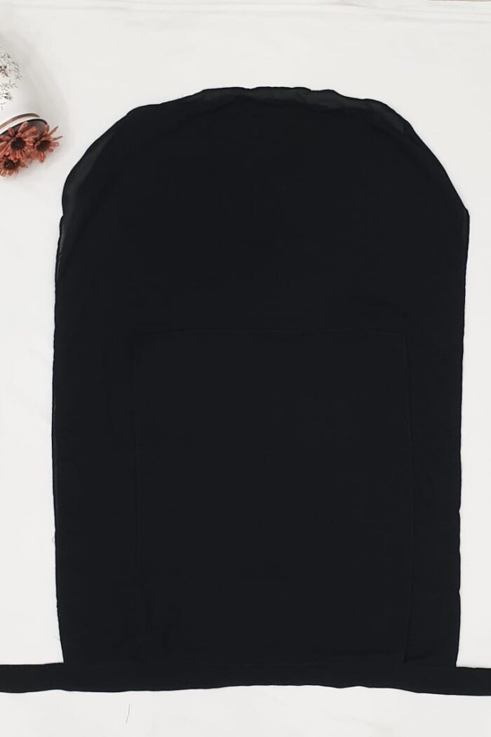 Black Saudi Niqabi - Triple-Layer without Buckram - Malai Georgette