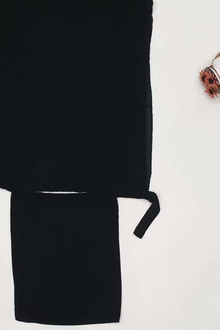 Alternative view of Black Saudi Niqabi - Triple-Layer without Buckram - Malai Georgette