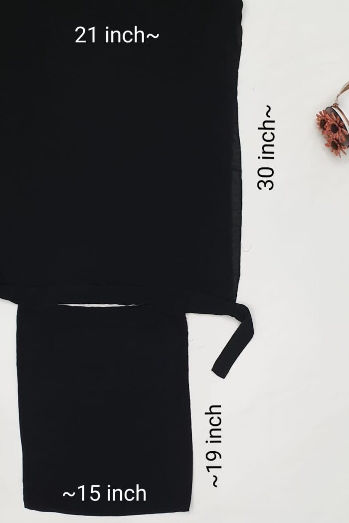 Black Saudi Niqabi - Triple-Layer without Buckram - Malai Georgette - Image 3