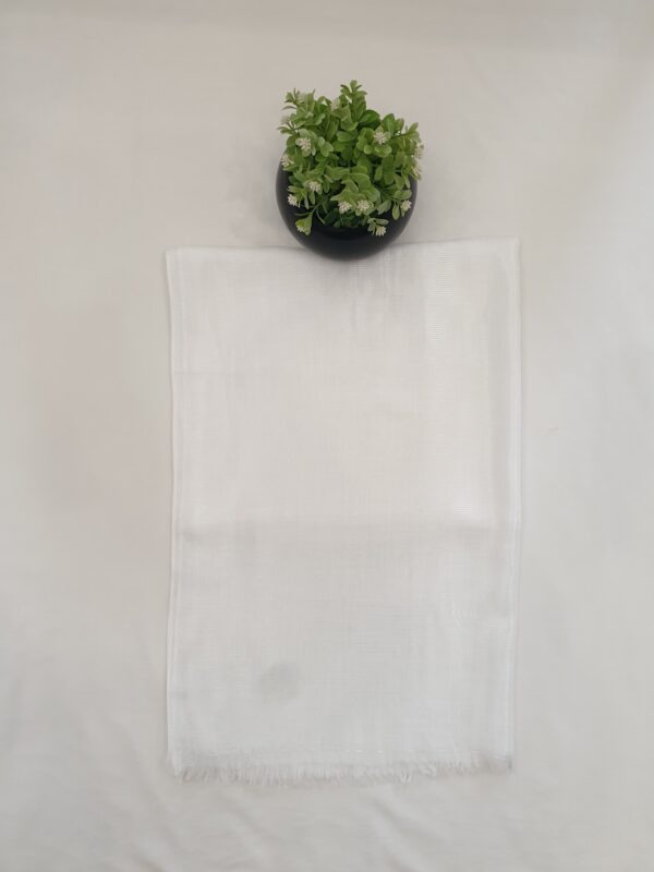 White - Shine Line Stole | Soft Fabric | 70" x 30" | Subtle Same-Color Shiny Thread Lines - Image 3