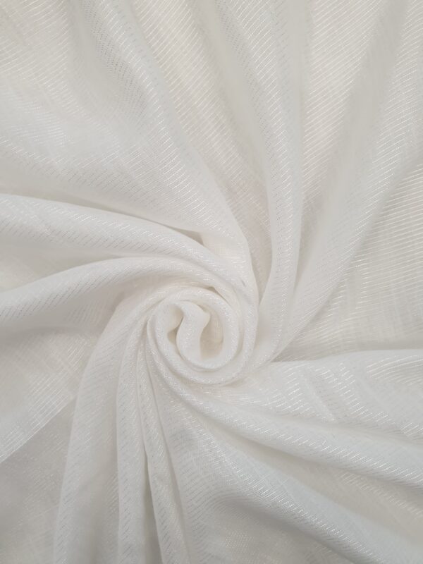 White - Shine Line Stole | Soft Fabric | 70" x 30" | Subtle Same-Color Shiny Thread Lines