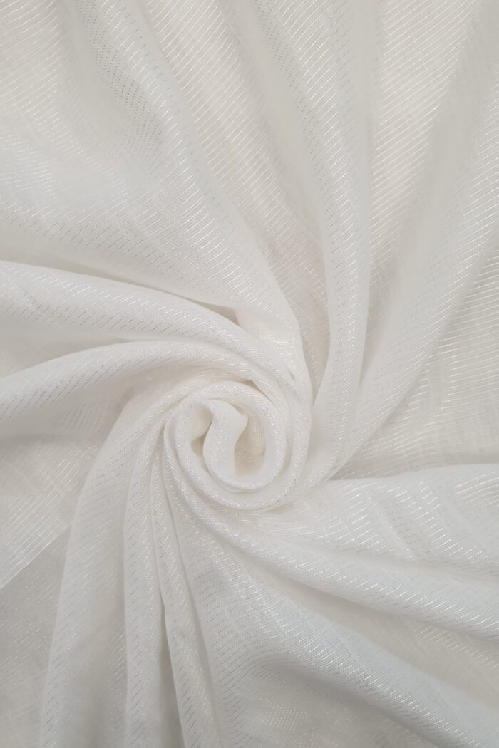 White - Shine Line Stole | Soft Fabric | 70" x 30" | Subtle Same-Color Shiny Thread Lines