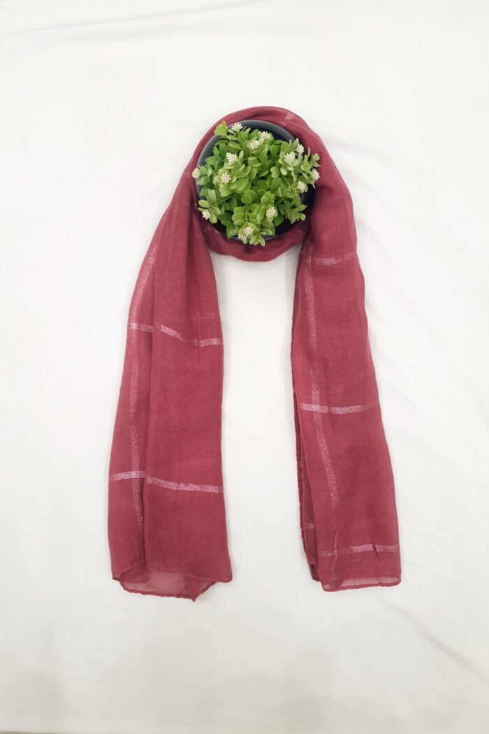 Dark Pink - Shining Box Stole | Soft Fabric | 70" x 30" | Golden Glitter Box Design