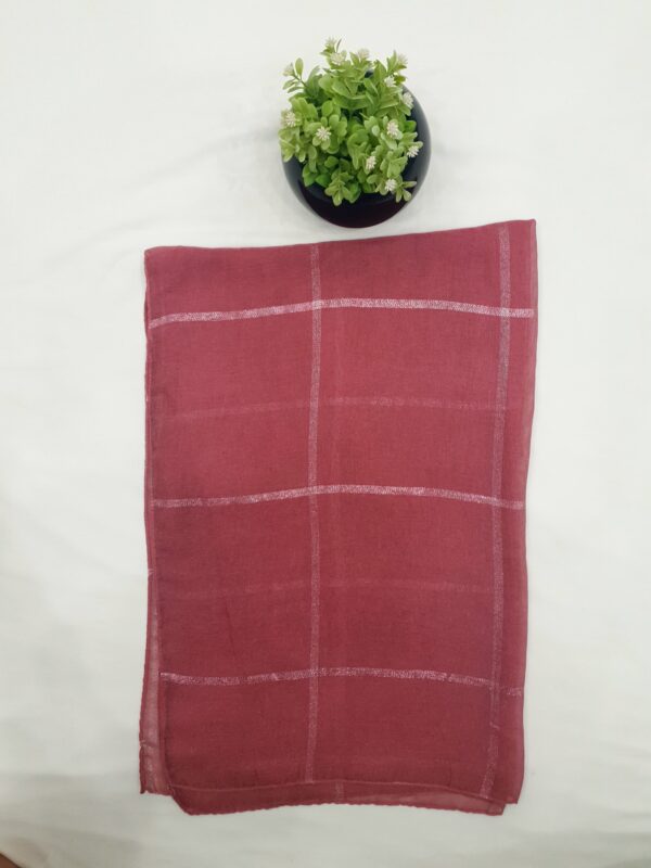 Dark Pink - Shining Box Stole | Soft Fabric | 70" x 30" | Golden Glitter Box Design - Image 2