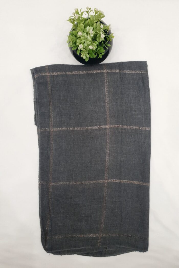 Alternative view of Grey - Shining Box Stole | Soft Fabric | 70" x 30" | Golden Glitter Box Design