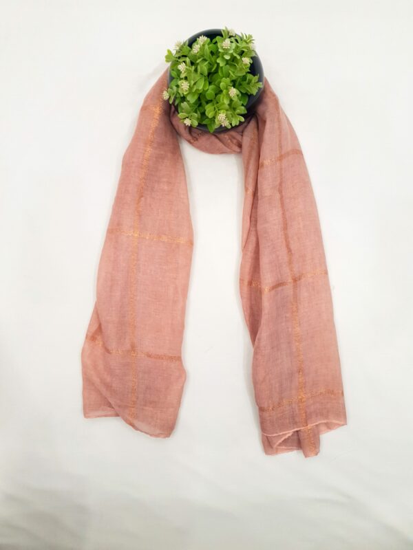Light Pink - Shining Box Stole | Soft Fabric | 70" x 30" | Golden Glitter Box Design