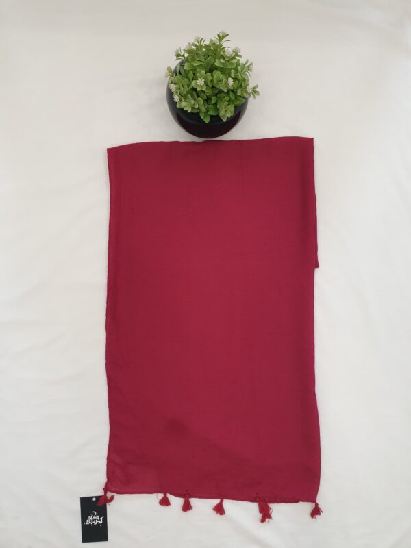 Multi Colour - Tarkashi Stole | Soft Fabric | 70" x 30" | Small Box Dot Design with Tassel Borders - Image 2