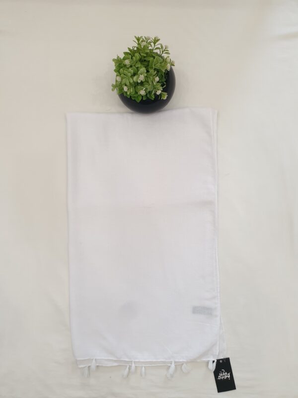Multi Colour - Tarkashi Stole | Soft Fabric | 70" x 30" | Small Box Dot Design with Tassel Borders - Image 8