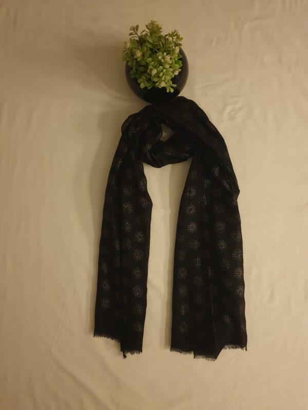 Black - Tilla Star Stole – | Soft Fabric | 70" x 30" | Golden Glitter Charm