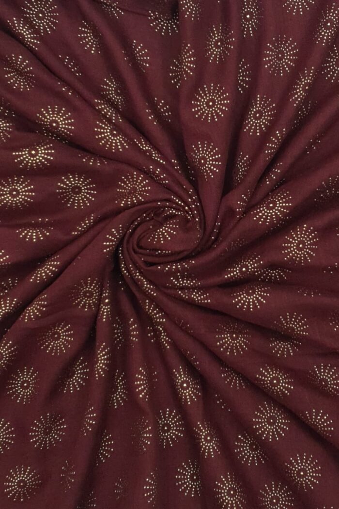 Maroon - Tilla Star Stole | Soft Fabric | 70" x 30" | Golden Glitter Charm - Image 3