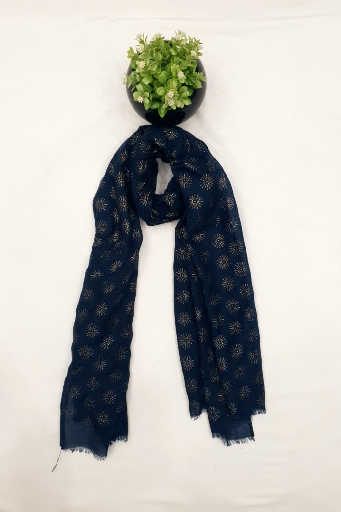Multi colour - Tilla Star Stole | Soft Fabric | 70" x 30" | Golden Glitter Star Design (Not Woven)