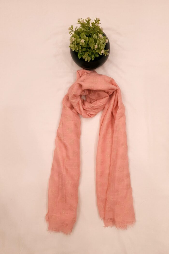 Tea Pink - Tilla Star Stole | Soft Fabric | 70" x 30" | Golden Glitter Charm