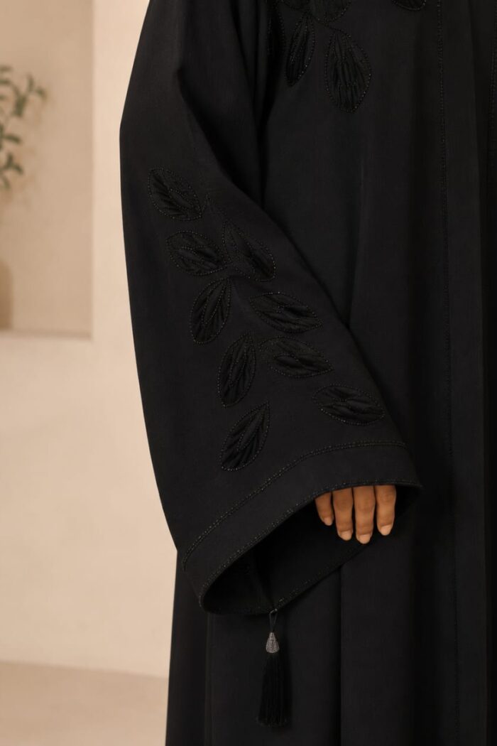 Alternative view of Arabian Ajwa Black Embroidered Abaya | AB-AADE-BLK56