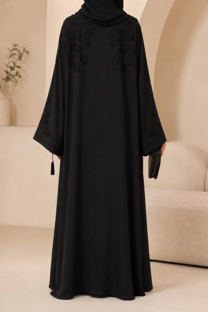 Arabian Ajwa Black Embroidered Abaya | AB-AADE-BLK56 - Image 3