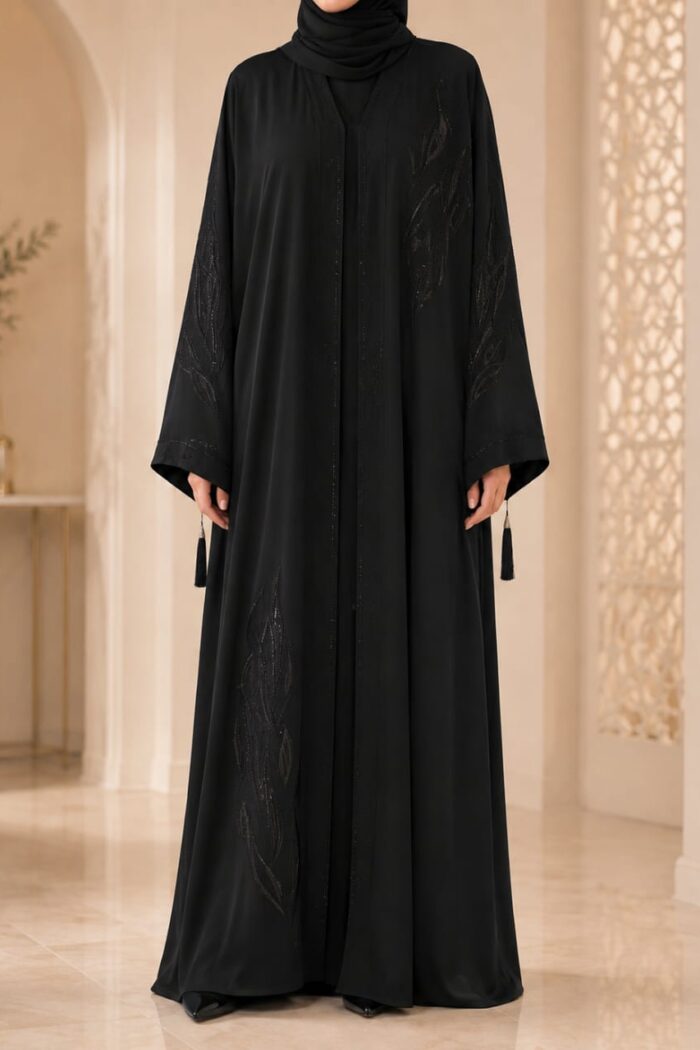 Arabian Ajwa Signature Abaya – Black | AB-AASE-BLK56