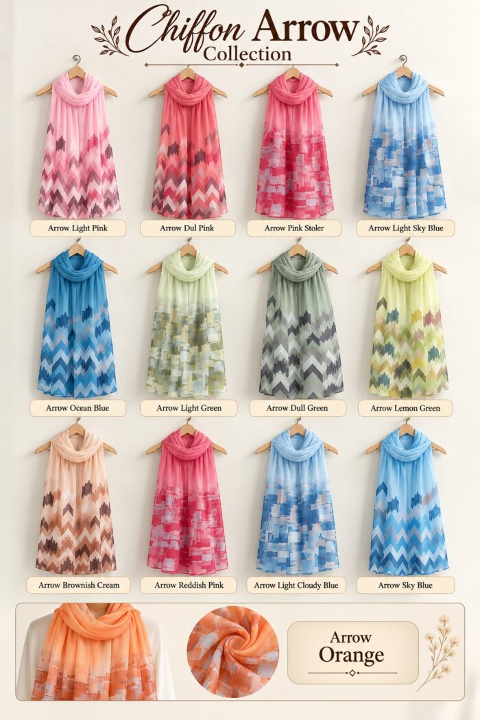 Chiffon Arrow Stoler in Pink with fabric detail